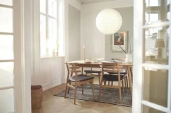 J48 Dining Chair , Black Painted Oak / Black Leather