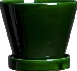 Julie Pot With Saucer Emerald Green, 17 cm