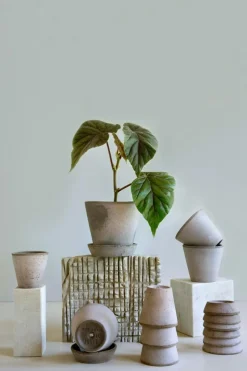 Julie Pot With Saucer Grey Ø12 cm