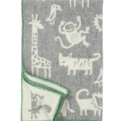 Jungle Wool Blanket, Grey/White