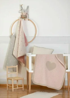 Juwel Baby Blanket 70x90 cm Hearts, Off-white / Pink