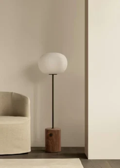 JWDA Floor Lamp, Red Travertine / Bronzed Brass