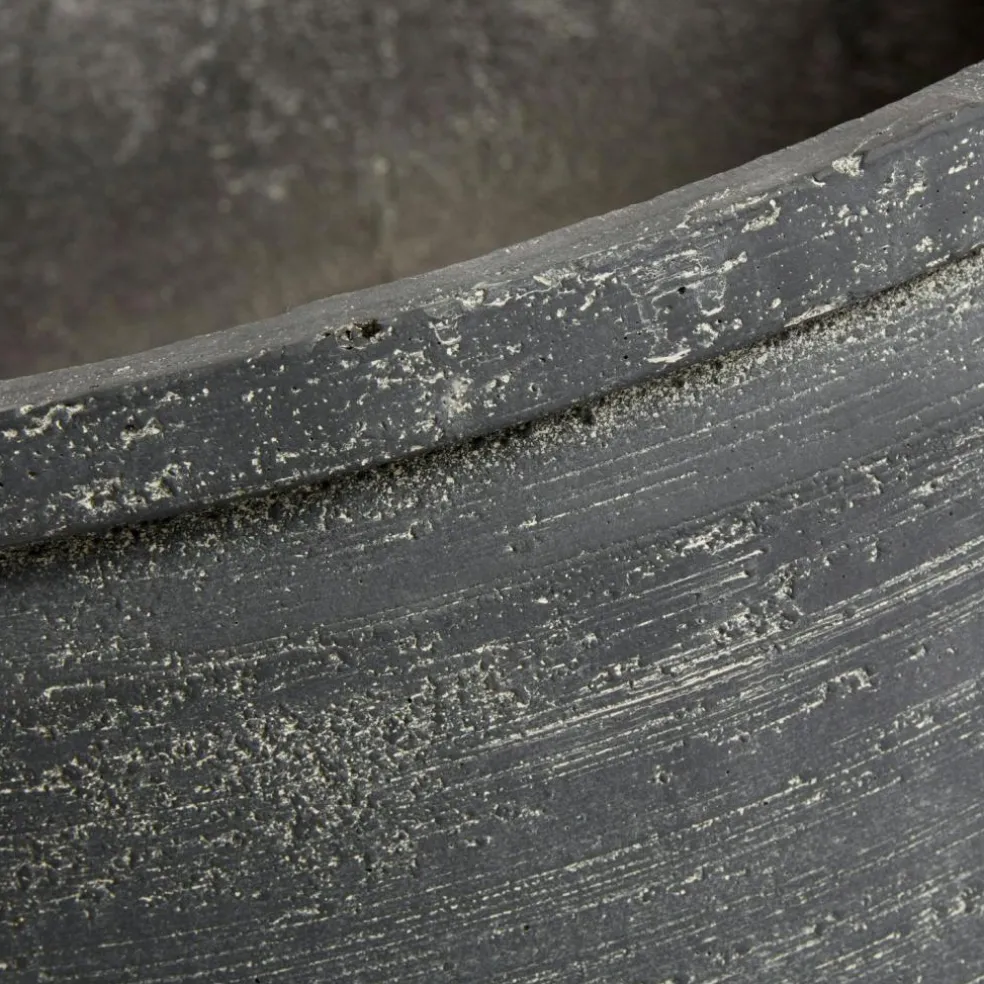 Kanji Decorative Pot Low Grey, 34 cm