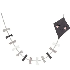 Kite Flag Garland , Grey/black/White