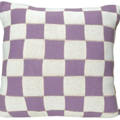 Knitted Check Cushion Cover 50x50 cm, Lilac