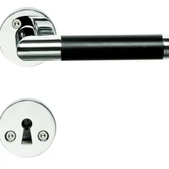 Koster Door Handle With Key Plate Chrome/Black