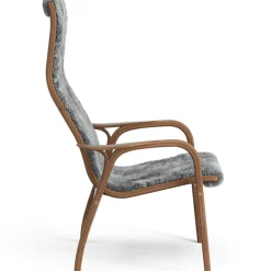 Lamino Armchair, Natural lacquered Walnut / Sheepskin Moonlight