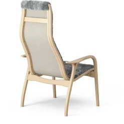 Lamino Armchair With Footstool Sheepskin, Black / Lacquered Beech