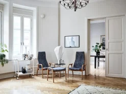 Lamino Armchair With Footstool Sheepskin, Sahara / Oiled Oak