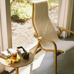 Lamino Armchair With Footstool Sheepskin, Sahara / Oiled Oak