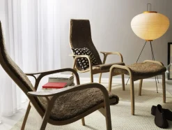 Lamino Armchair With Footstool Sheepskin, Sahara / Oiled Oak