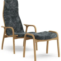 Lamino Armchair With Footstool Sheepskin, Sahara / Oiled Oak