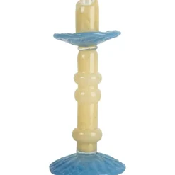 Lara Candlestick 32 cm, Blue / Minty Green