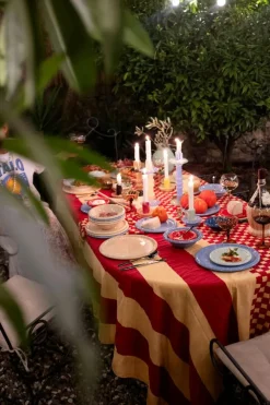 Lara Candlestick 32 cm, Blue / Minty Green