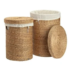 Laundry Baskets Water Hyacinth Round 2-pack