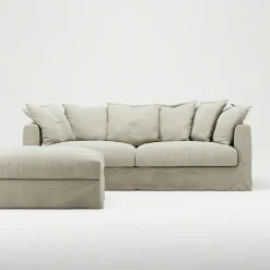 Le Grand Air Footstool Linen, Misty Grey