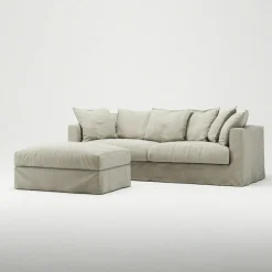 Le Grand Air Footstool Linen, Misty Grey