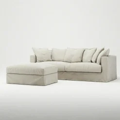 Le Grand Air Footstool Linen, Misty Grey