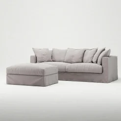 Le Grand Air Footstool Linen, Misty Grey