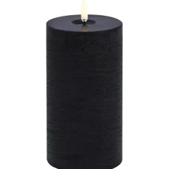 LED Pillar Candle Melted 7,8x10,1 cm, Forest Black
