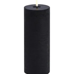 LED Pillar Candle Melted 7,8x10,1 cm, Forest Black