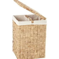 Lily Laundry Basket With Divider, Natural