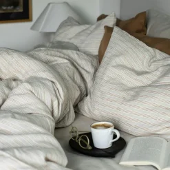 Linen Cushion Cover 50x50 cm, Hazelnut Stripe