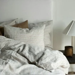 Linen Cushion Cover 50x50 cm, Hazelnut Stripe