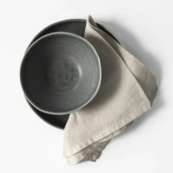 Linen Napkin 45x45 cm, Grey / White