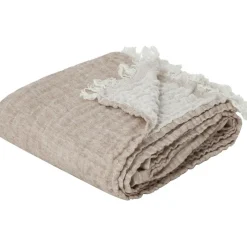 Linen Throw 130x170 cm, Off-white / Desert Beige