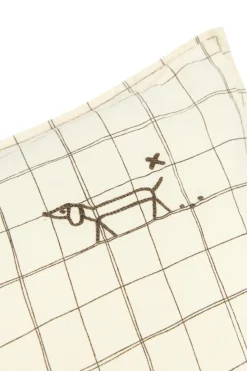 L1N0 Cushion 30x50 cm Checked Pattern, Natural