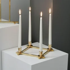 Lucia Candlestick for 4 Candles, Brass