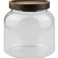 Luna Glass Jar With Lid 13 cm, Brown