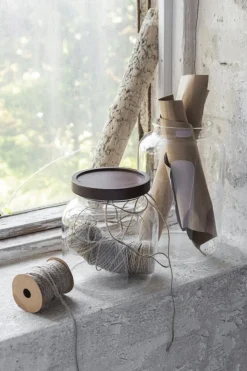 Luna Glass Jar With Lid 13 cm, Brown