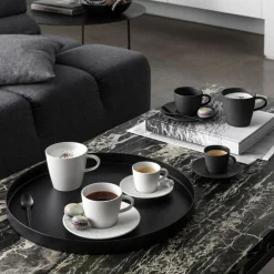 Manufacture Rock Coffee Cup With Saucer, Black