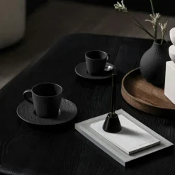 Manufacture Rock Coffee Cup With Saucer, Black