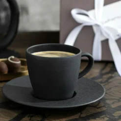 Manufacture Rock Coffee Cup With Saucer, Black