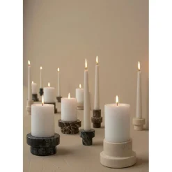 MARBLE Candle Holder Low, Black/Grey