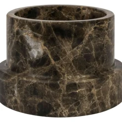 MARBLE Candle Holder Low, Black/Grey
