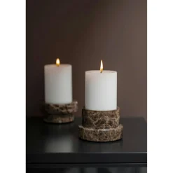 MARBLE Candle Holder Low, Black/Grey