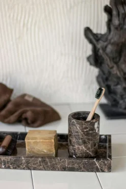 Marble Toothbrush Holder, Black/Grey