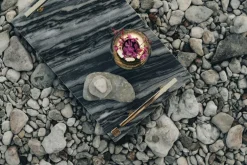 Marble Tray With Handles 40,5x25,5 cm, Grey / Brass