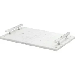 Marbletray with Handles, White / Brass