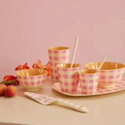 Melamine Bowl 70 cl, Check Pink