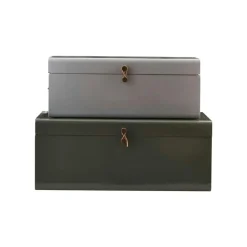 Metal Box Set Of 2, Green/Light Blue