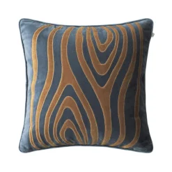 Mita Cushion Cover 50x50 cm, Sea Blue / Cognac