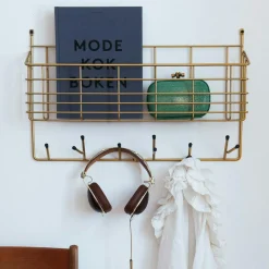 Mitten Shelf Storage/Hooks, White