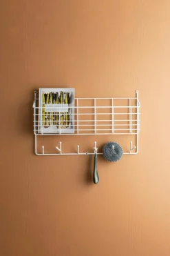 Mitten Shelf Storage/Hooks, White