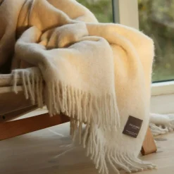 Mohair Blanket Rolled Fringe 130x170 cm, Olive Green