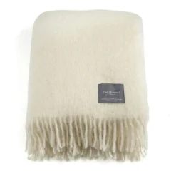 Mohair Blanket Rolled Fringe 130x170 cm, Olive Green